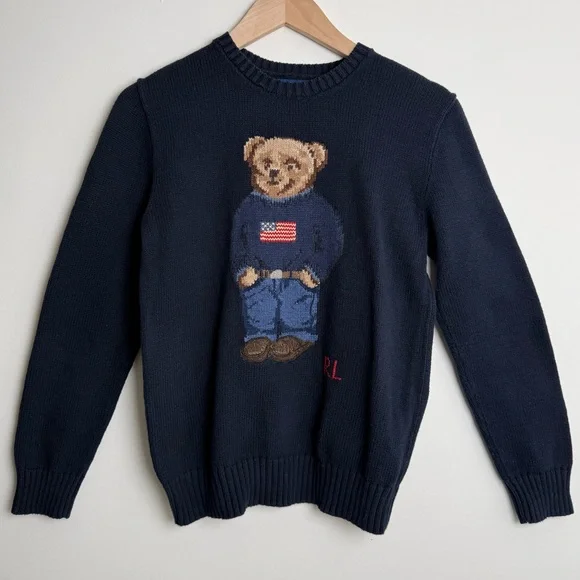 Polo Ralph Lauren Navy Sweater with Bear Design - Picture 1 of 6
